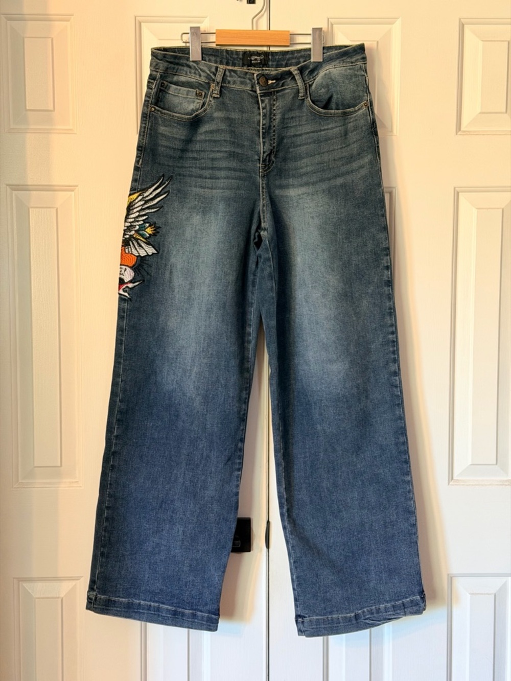 Ed Hardy Brave Eagle Womens Wide Leg Jeans Size 32